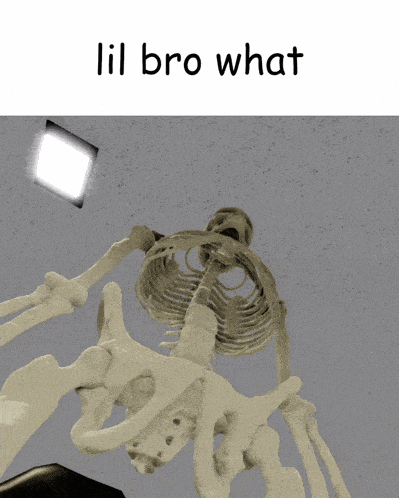 a picture of a skeleton with the words lil bro what on the bottom