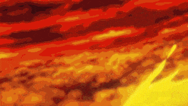 a painting of a red and yellow background with a yellow line