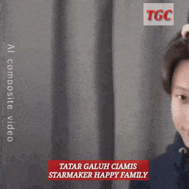 a close up of a man 's face with a tgc logo in the corner
