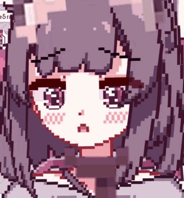 a pixel art image of a girl with purple hair