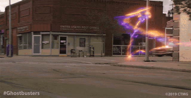 the united states post office has a ghostbusters logo on the side