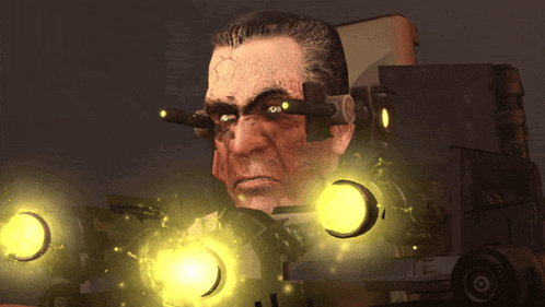 a cartoon of a man with a glowing object in front of his head