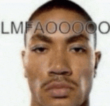 a close up of a man 's face with the words `` lmfaoooo '' written on his forehead .