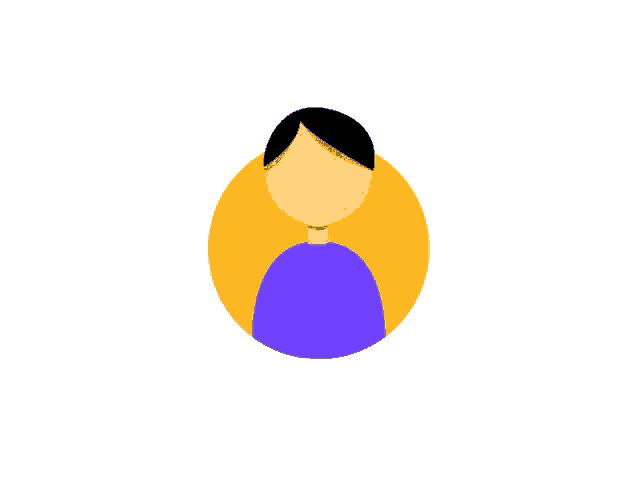 an icon of a woman with blue hair in a circle