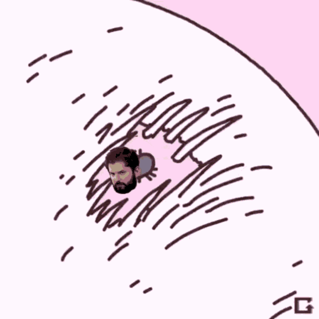 a cartoon drawing of a dog with a pink swirl on its head and the word boric on the bottom