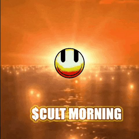 a smiley face with the words $ cult morning written below it