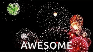 a bunch of fireworks are displayed in the night sky with the words awesome written in the foreground