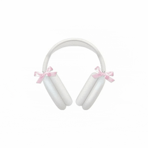 a pair of white headphones with pink bows around them
