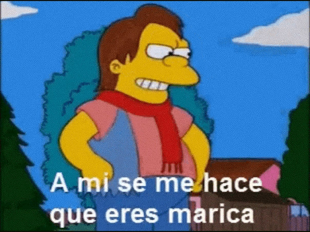 a cartoon character with a scarf around his neck and the words a mi se me hace que eres marica
