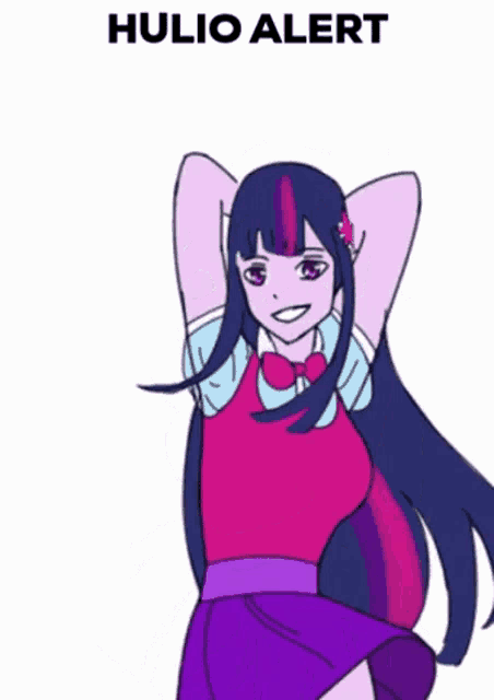 a drawing of twilight sparkle from my little pony with the words hulio alert written above her