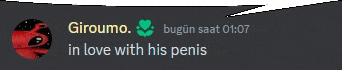 a screenshot of a discord conversation between giroumo and someone in love with his penis