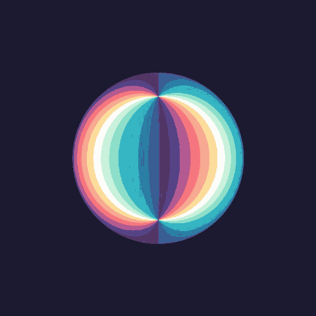 a rainbow colored sphere with a dark blue background