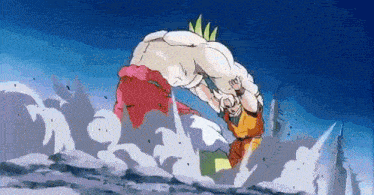 a cartoon of a man being thrown in the air by another man .