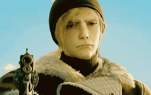 a man in a fur coat is holding a gun