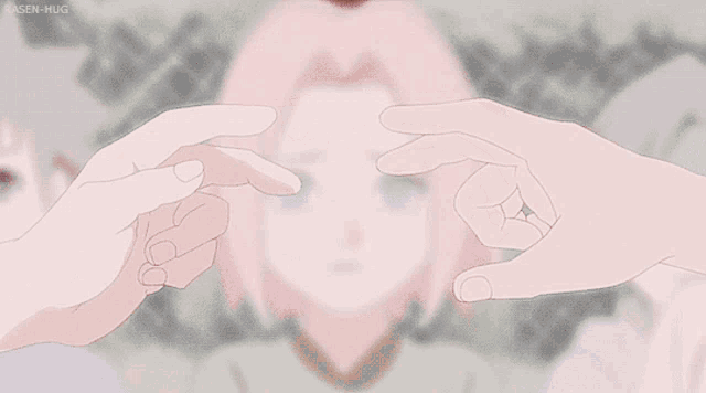 a drawing of a girl with white hair and the word rasen-hug on the bottom right