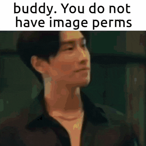 a blurry picture of a man with the words " buddy you do not have image perms "