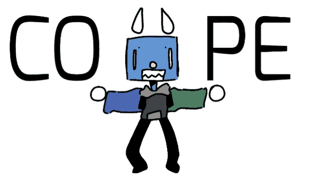 a cartoon drawing of a robot with the words co pe above it