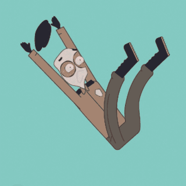 a cartoon character is falling through the air with a cloud in the background