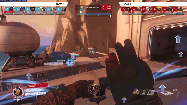a screenshot of a video game shows the team 1 and team 2 teams