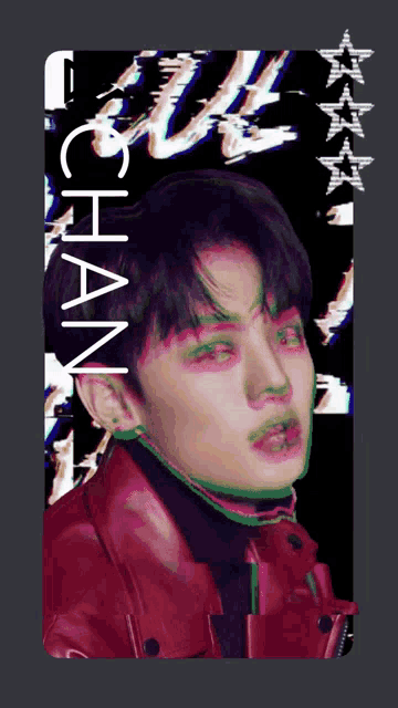 a picture of a young man with the name chan on it