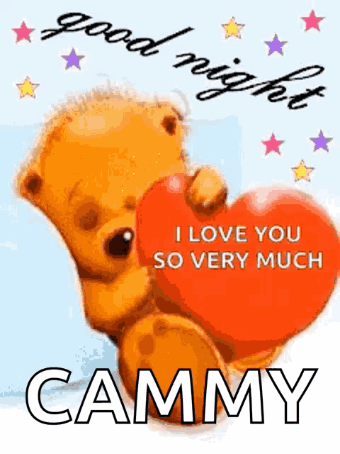 a teddy bear is holding a red heart and says `` i love you so very much '' .