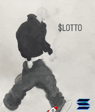 a drawing of a man and a rocket with the word lotto on the bottom