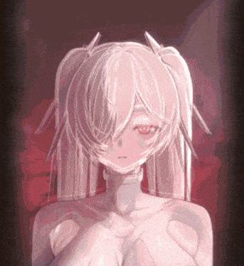 a drawing of a girl with red eyes