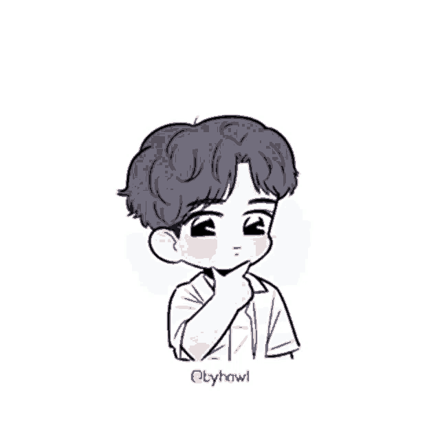 a drawing of a boy with the name byhowl on the bottom right