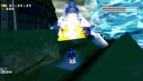 sonic the hedgehog in a video game with the time 01:35:34