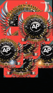 a collage of ap logos on a red and black background