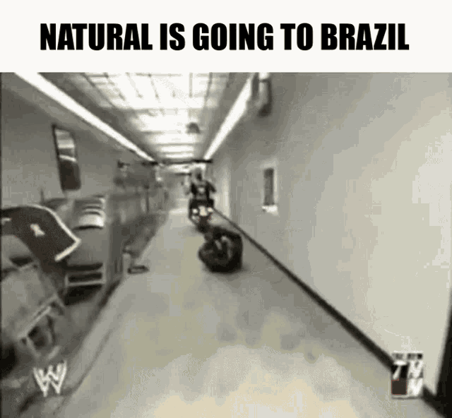 a picture of a hallway with the words natural is going to brazil