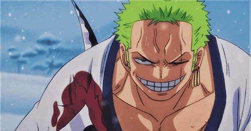 a drawing of a man with green hair and a smile