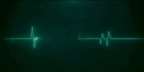 a cat is drawn on a heartbeat line on a dark background