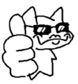 a cartoon cat wearing sunglasses is giving a thumbs up .