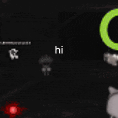 a black background with a green circle and the word hi on it .