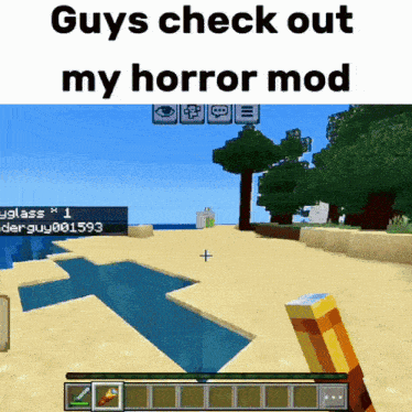 a screenshot of a video game with the words guys check out my horror mod below it