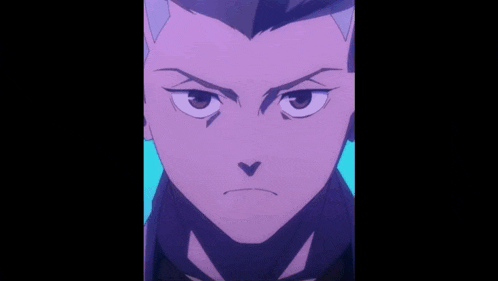 a close up of a cartoon character 's face with a blue background