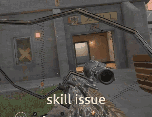 a screenshot of a video game shows a skill issue