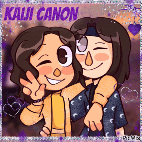 a picture of two people with the name kali canon on the bottom