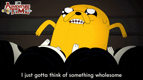 a poster for adventure time with a yellow dog