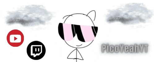 a drawing of a stick figure with confetti coming out of his eyes and the words picoyeahvr on the bottom