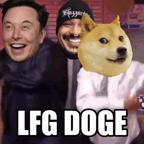 a picture of elon musk and a doge