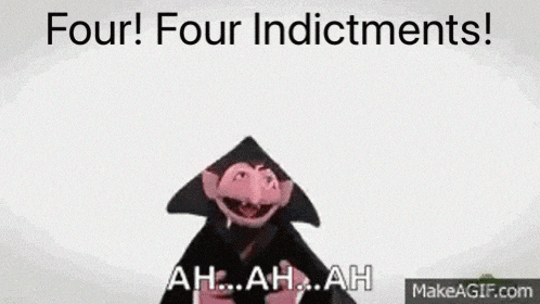 a picture of a puppet with the words four indictments on it