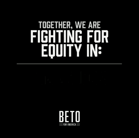 a poster that says together we are fighting for equity in the justice system by beto for america