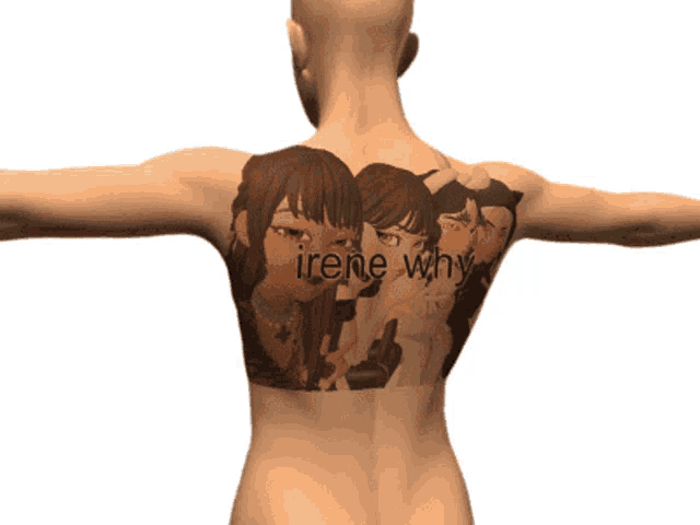 a woman has a tattoo on her back that says ' irene why '
