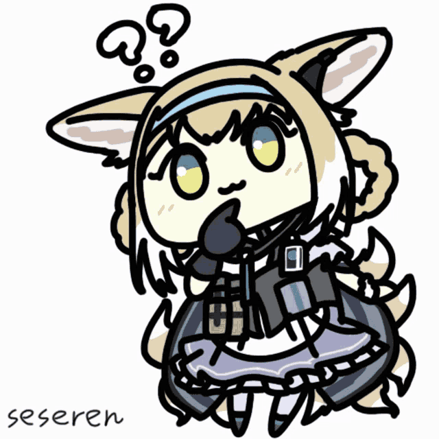 a drawing of a cat with a question mark on its head
