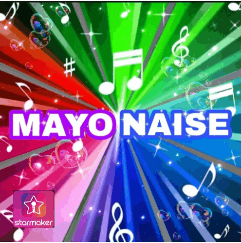 the word mayonnaise is on a colorful background with music notes