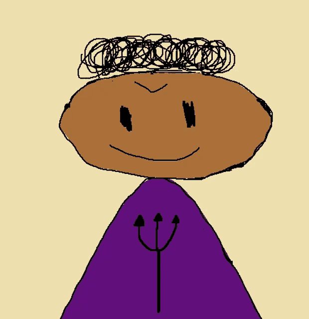 a child 's drawing of a person with a trident