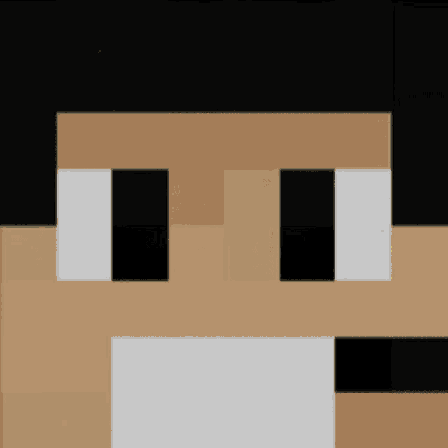 a close up of a minecraft face with black hair