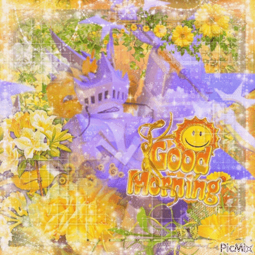 a picture of flowers and the words good morning on it